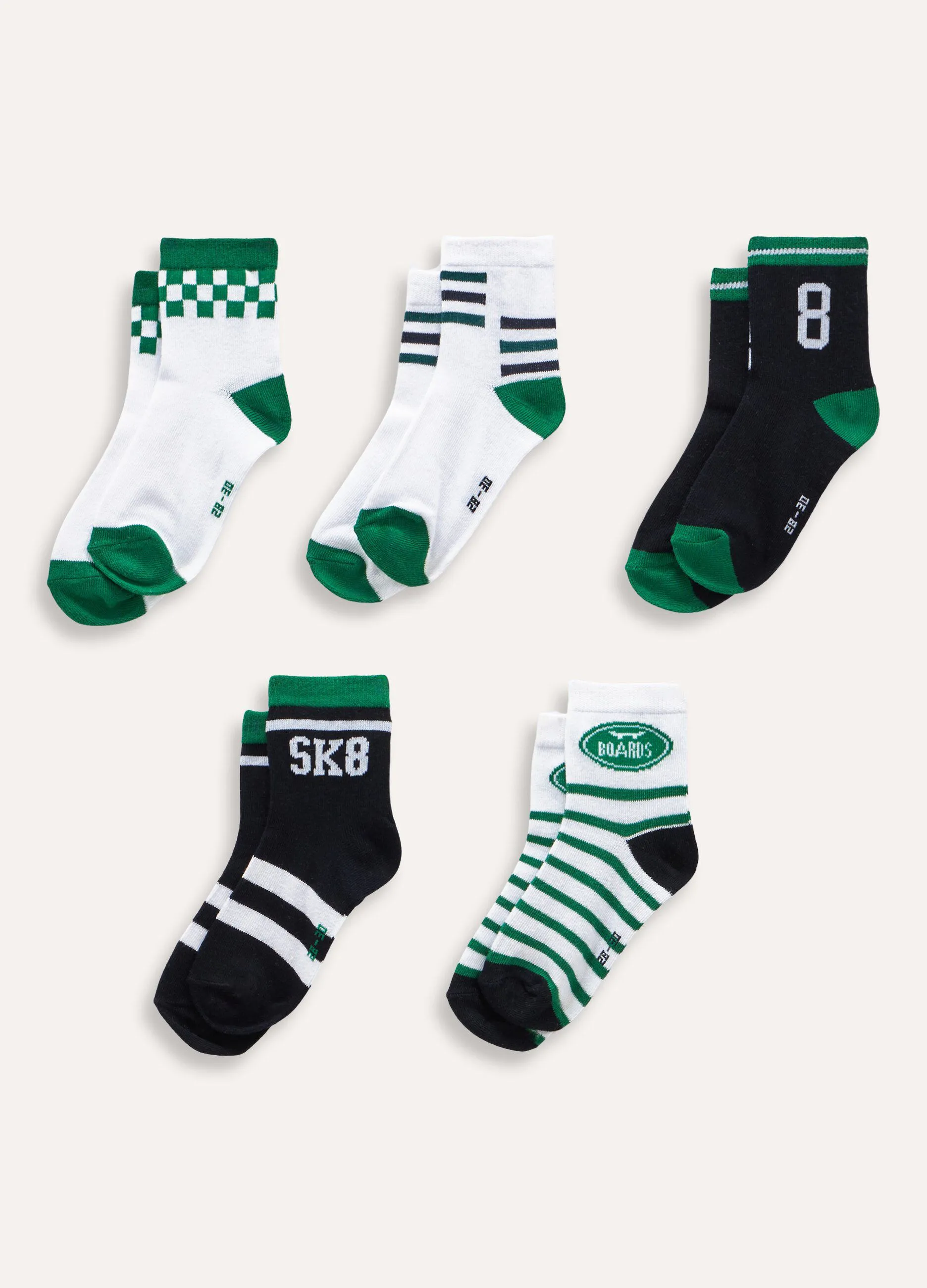 5 socks pack in stretch cotton.