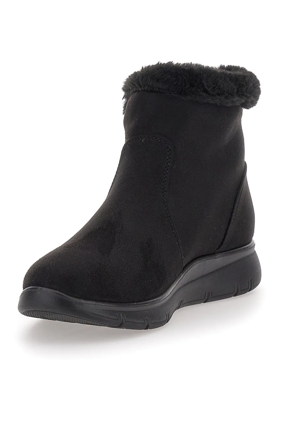 CAFE' COST Black Ankle Boots with Black Fur and Zipper CAFE' COST 41950
