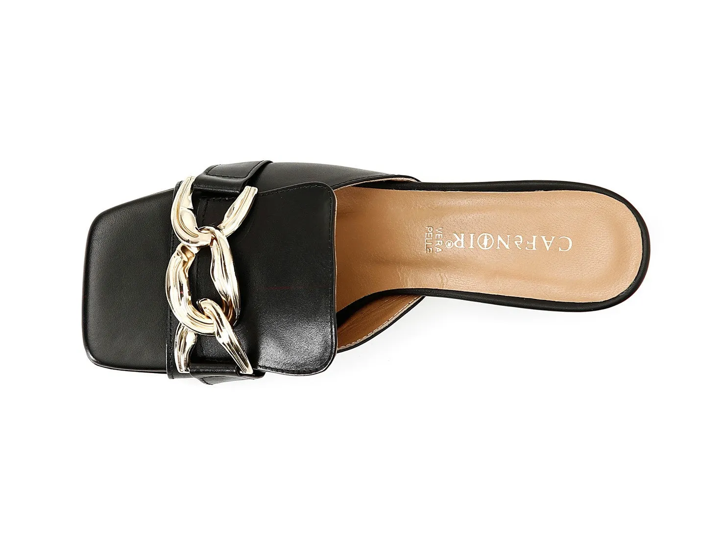 CafèNoir Slippers with Chain Strap Leather Upper