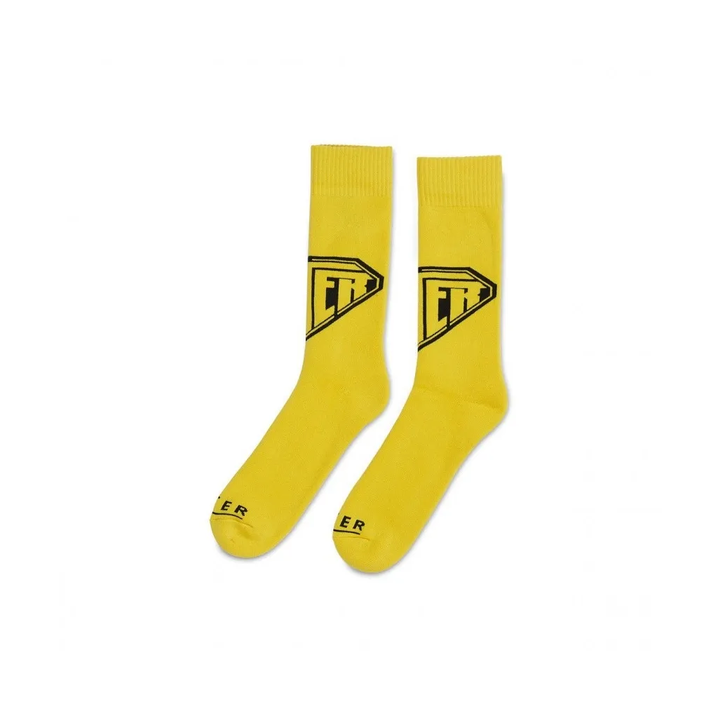 yellow logo socks.