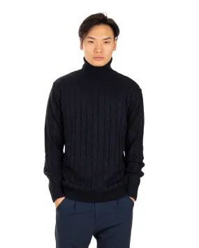 Crovie Blue High Neck Sweater with Braids