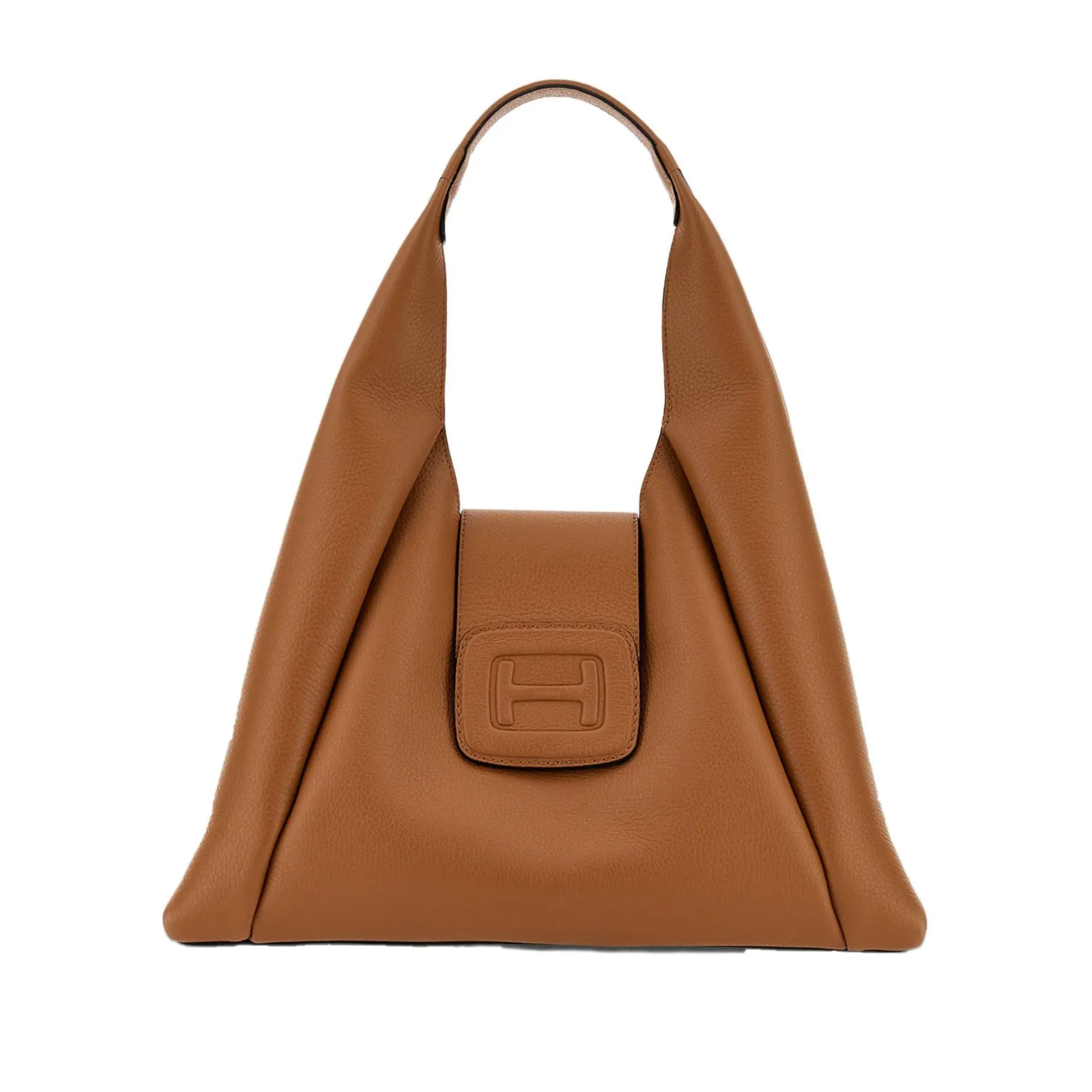 Distressed leather hobo bag.