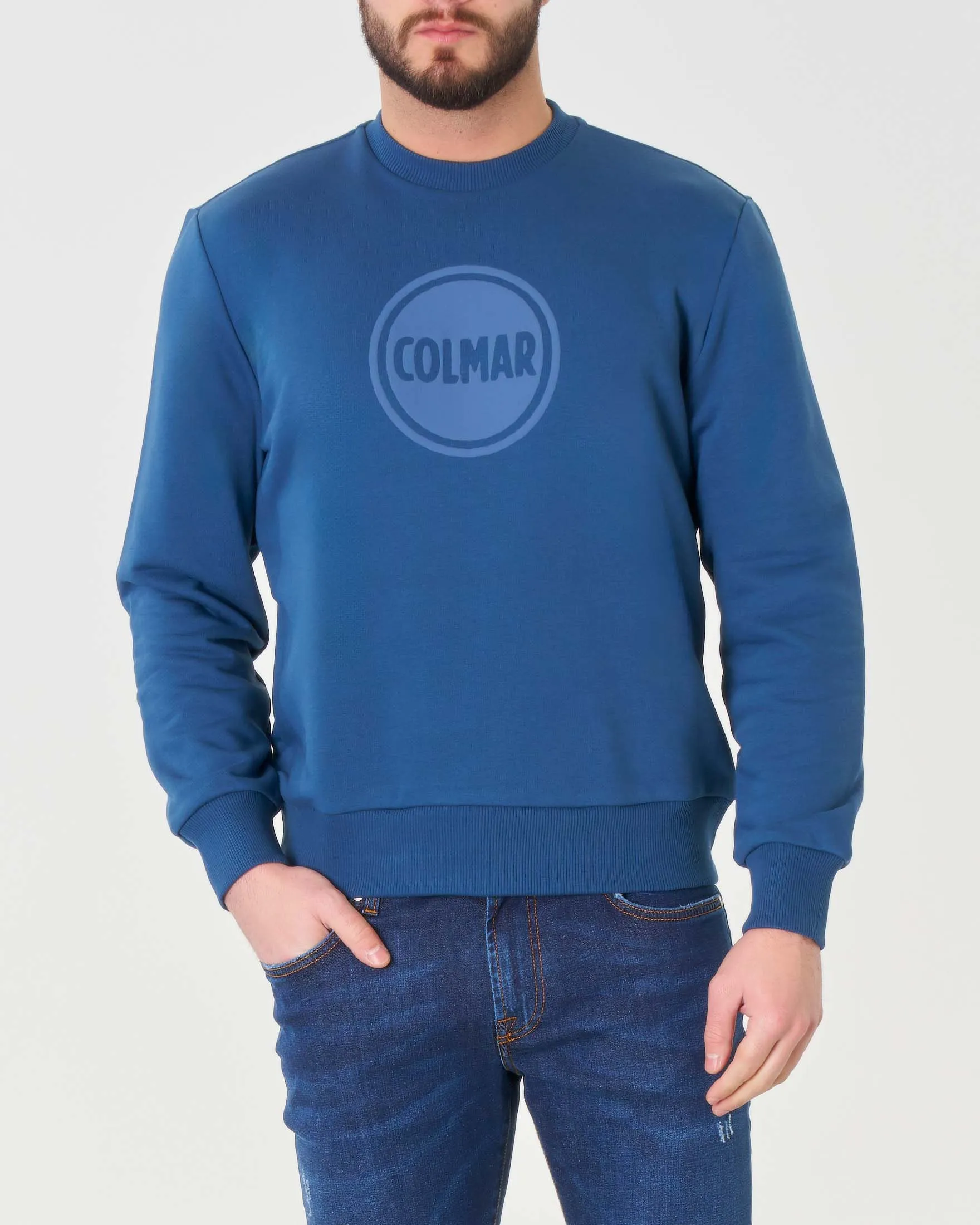 Royal Blue Crewneck Sweatshirt with Tonal Chest Logo Print