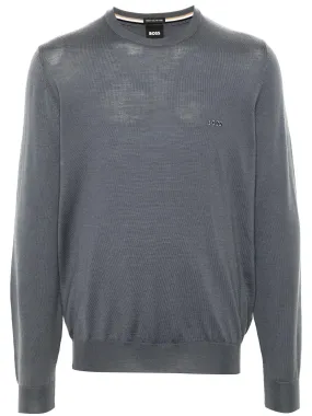 Hugo Boss Grey Wool Crewneck Sweater - Botto L
