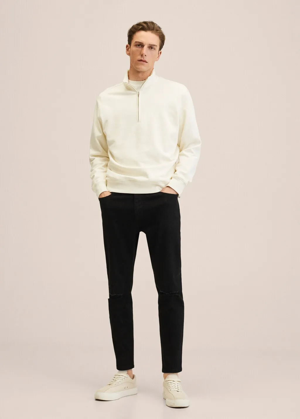 tapered fit ripped jeans