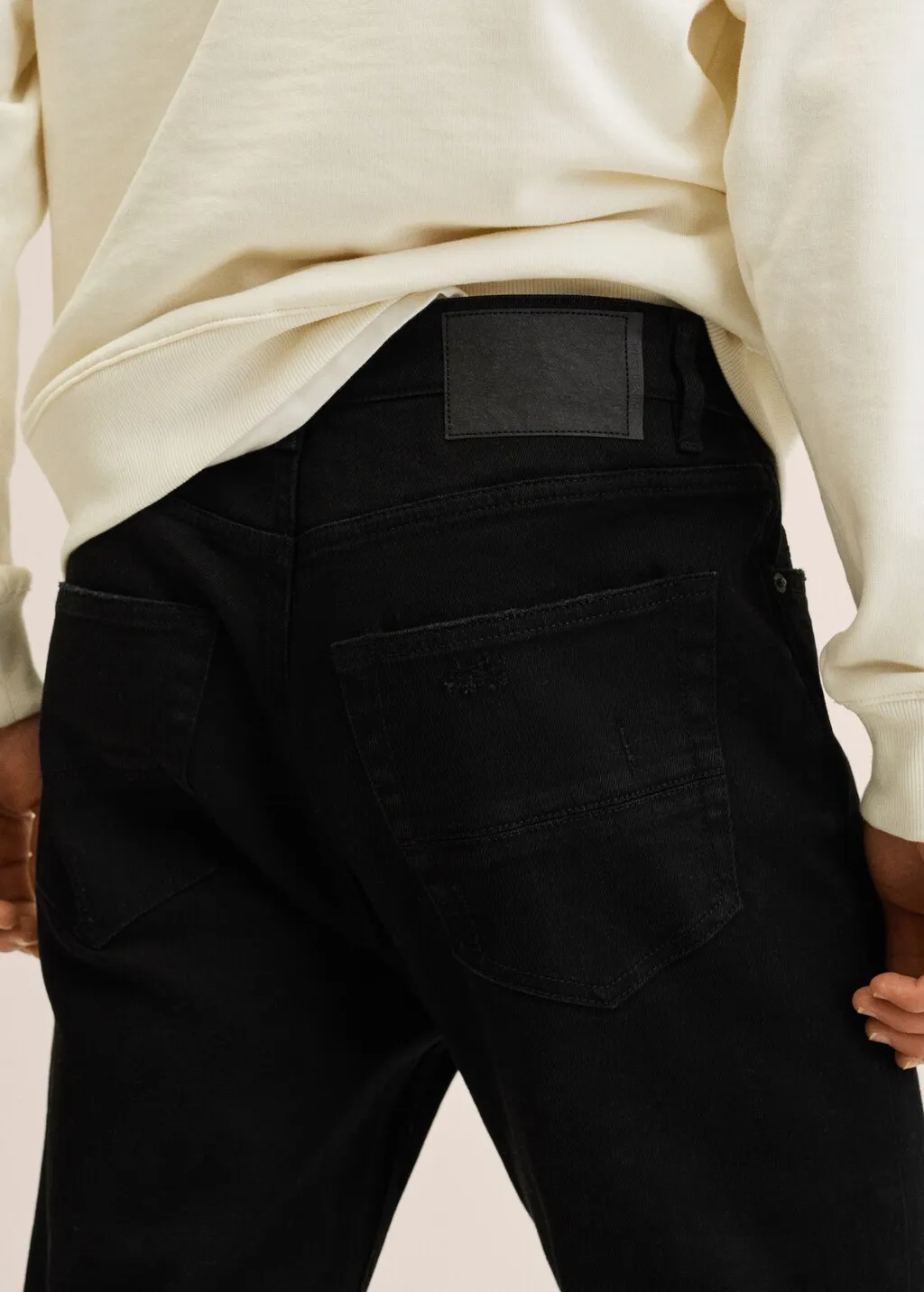 tapered fit ripped jeans