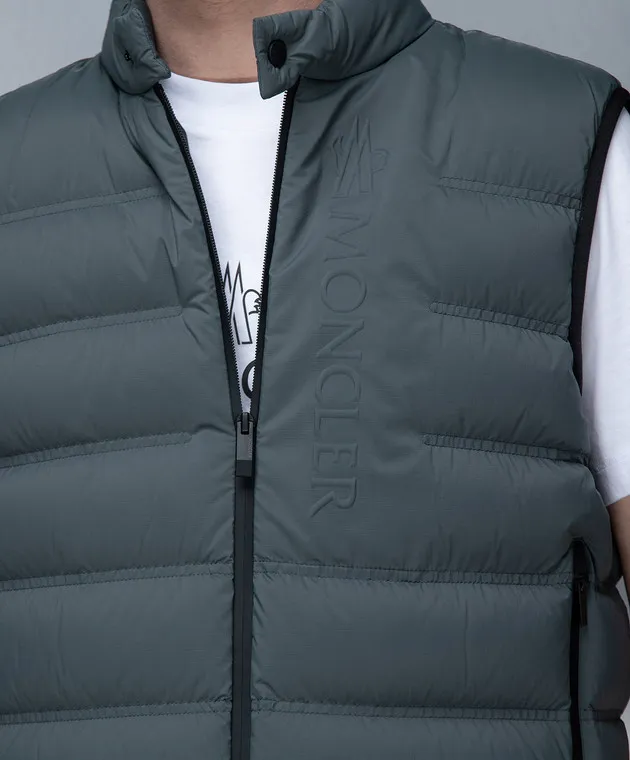 Grey Moncler Puffer Vest with Logo 1A00081597EK