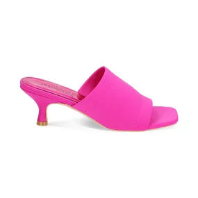 Fuchsia Fabric Open Toe Mules