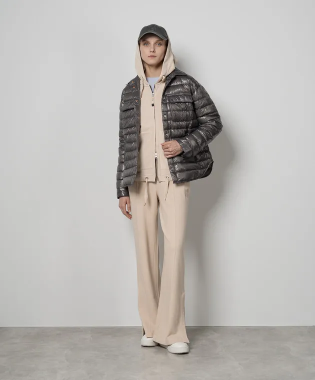 Parajumpers Petronel Gray Puffer Jacket with Logo