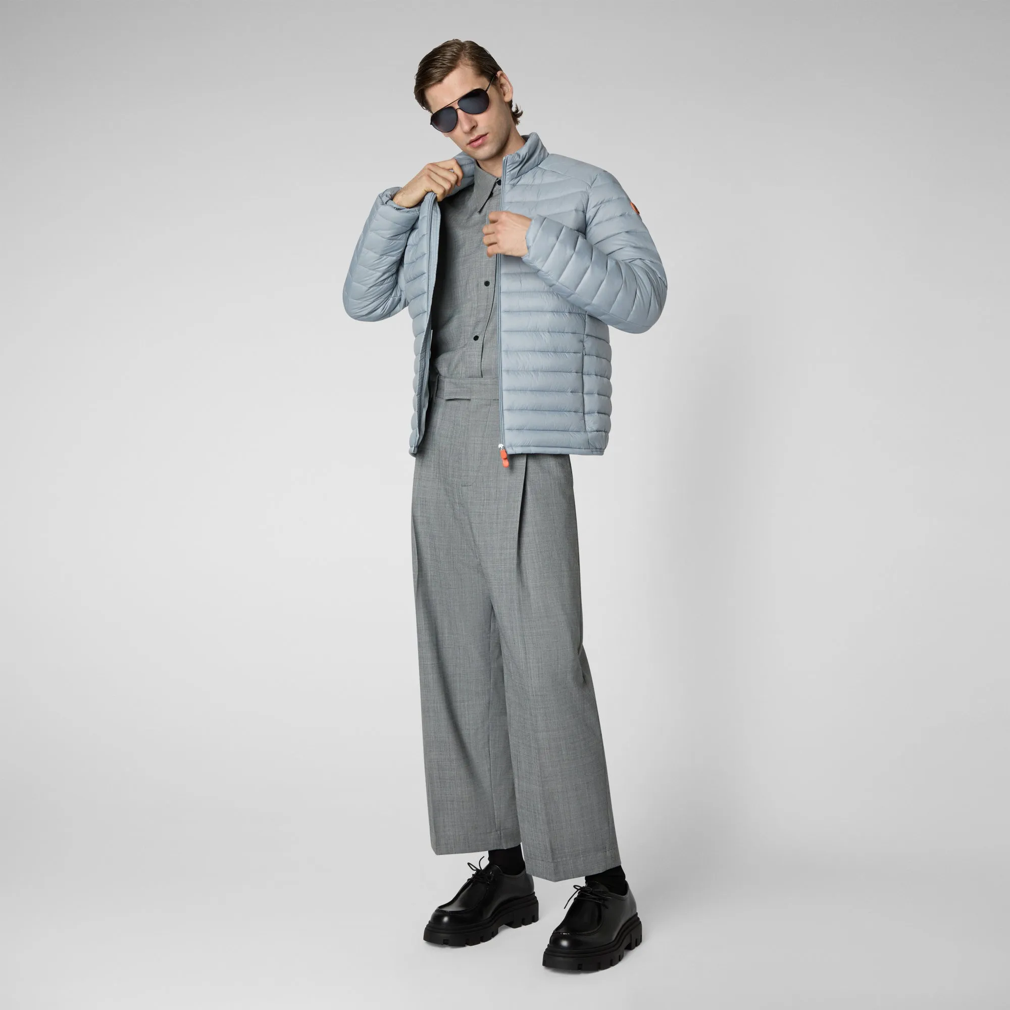 Piumino uomo vegan grigio ardesia chiaro