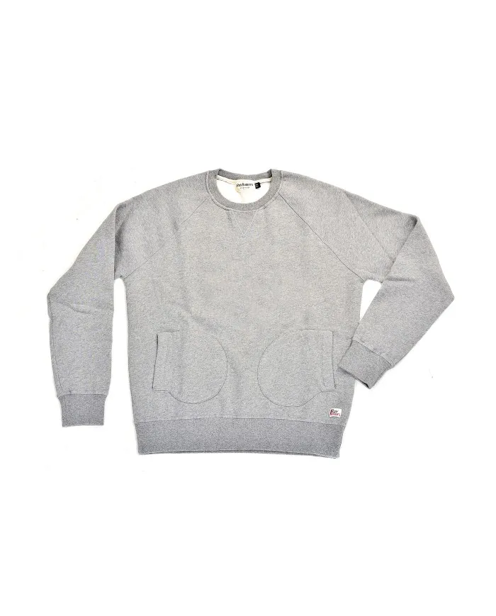 ROY ROGER'S Men's Crew Neck Sweater with Double Pockets A-ET Cotton Grey 094 GREY MELANGE