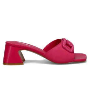 Women's Pink Leopard Print Sandals with Medium Heel by Jeannot