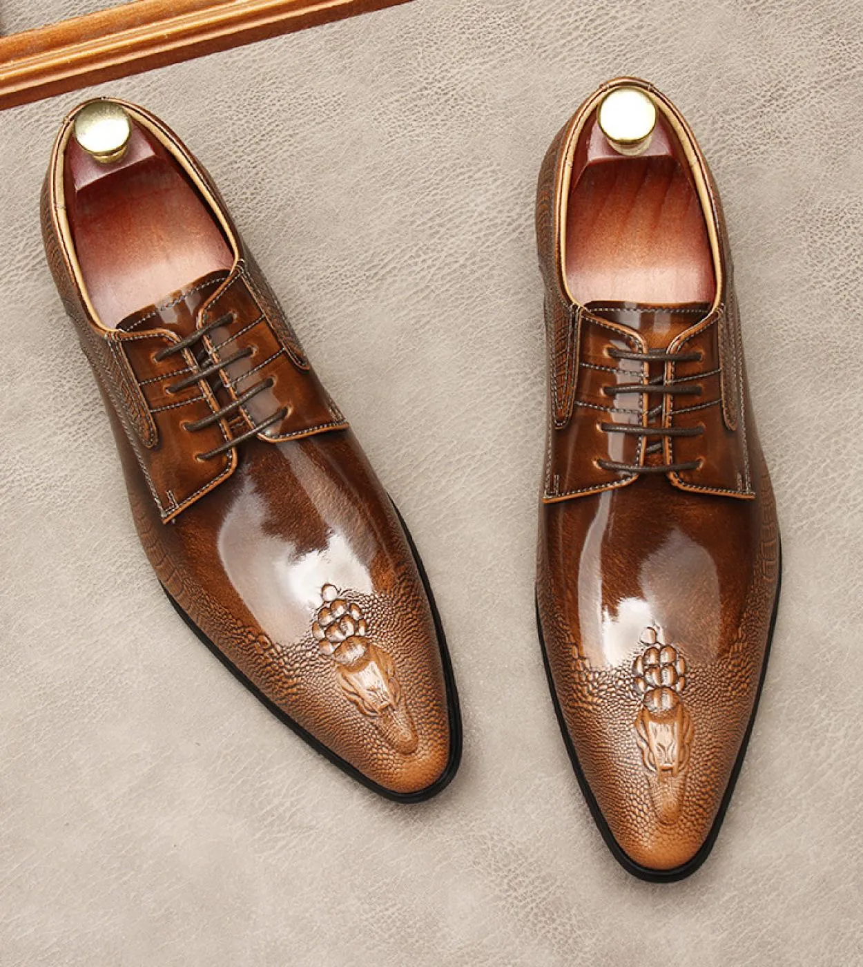 Luxury Crocodile Pattern Genuine Leather Men's 2023 New Style Formal Patent Leather Shoes for Work