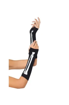 Skeleton Fingerless Gloves One Size