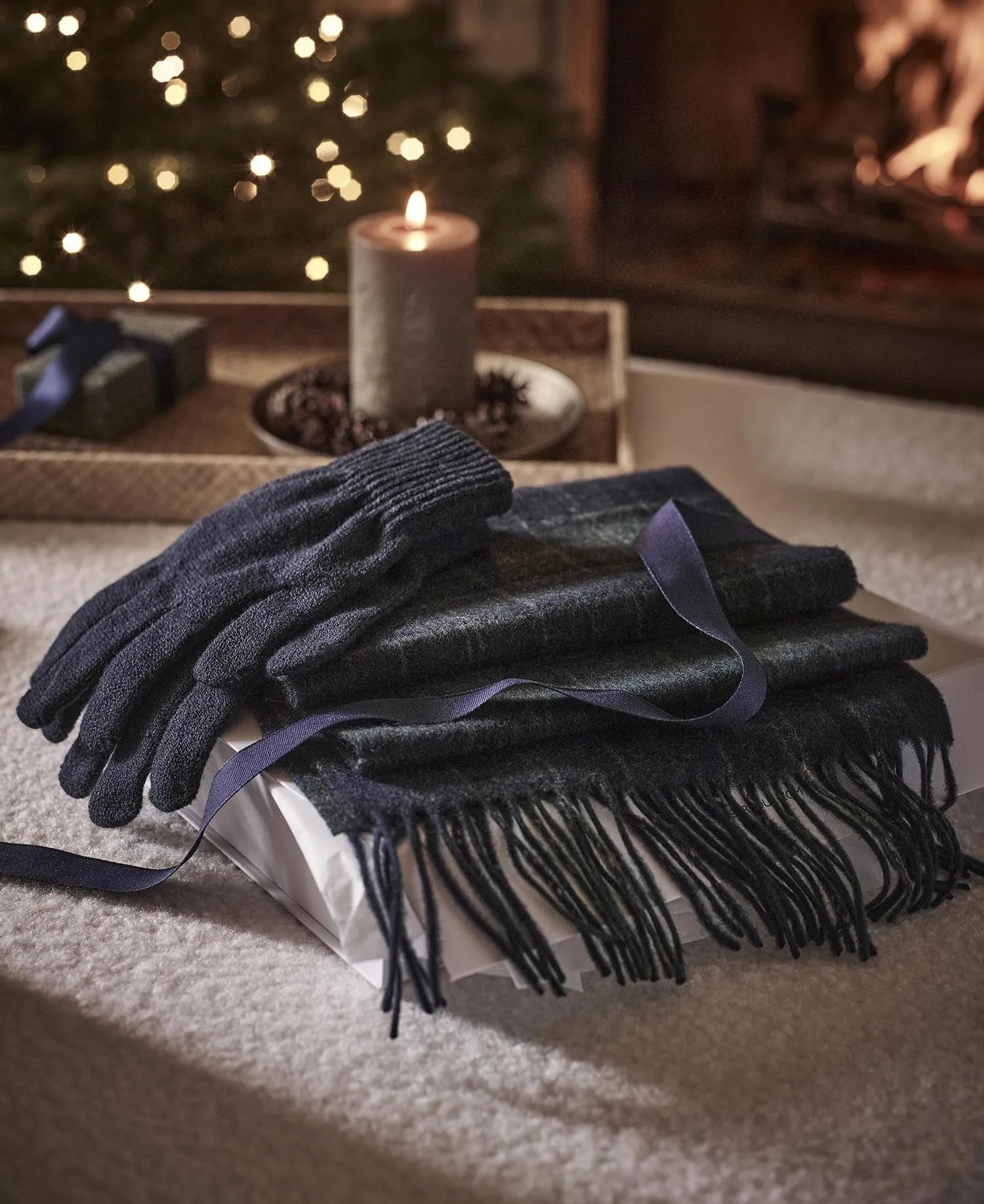 Tartan scarf and gloves gift set