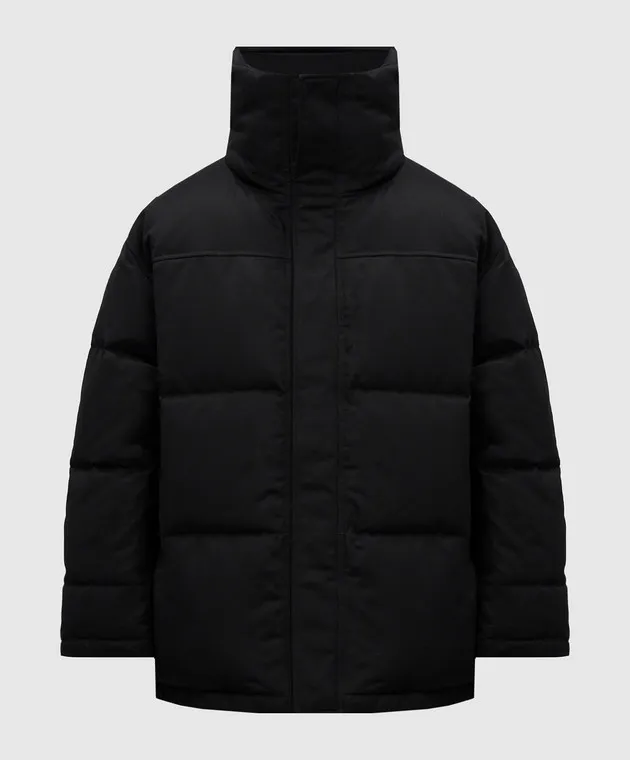 Black logo embroidered puffer jacket UA65JA310B by Vetements.